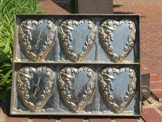 Antique Chocolate Candy Mold FANNY FARMER HEART CUPID VALENTINES DAY LOVE 4