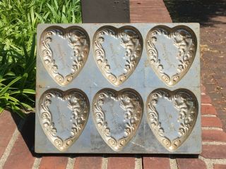 Antique Chocolate Candy Mold FANNY FARMER HEART CUPID VALENTINES DAY LOVE 7