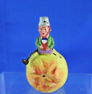 Antique Paper Mache Irishman On Apple Candy Container For Repair Or Display