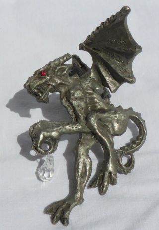 Sunglo Pewter Gargoyle Dragon Suspended/hanging Statute 1995 Jeweled