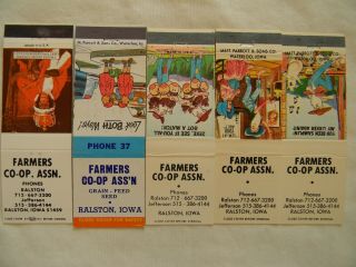 Ralston Iowa Carroll Greene County Farm Coop Grain Low Matchcovers Matchbooks