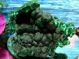 Finest Grade Emerald Green Radiating Velvet Needles Botryoidal Malachite 90mm