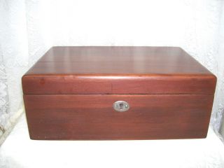 Antique Wooden Cigar Box White Porcelain Lined W/ Humidor Screen