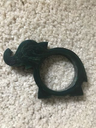 Vintage Bakelite Napkin Ring Elephant Figure - green Retro MCM 2
