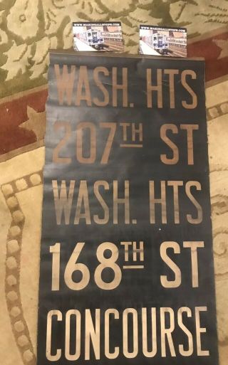 NYC subway train cloth front rollsign B - types or R - 1/9 cars Brklyn,  Bronx,  Queens 3