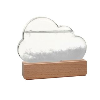 Storm Cloud Weather Predictor Forecast Station - Glass Cloud On Light Wood Base