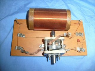Antique Crystal Radio Detector wooden Stand Vintage - Ceramic tuner 2