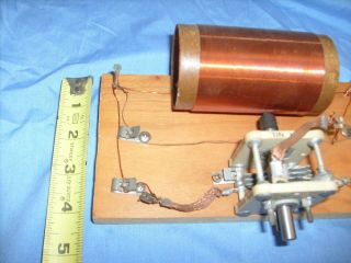 Antique Crystal Radio Detector wooden Stand Vintage - Ceramic tuner 5