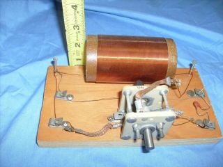 Antique Crystal Radio Detector wooden Stand Vintage - Ceramic tuner 7