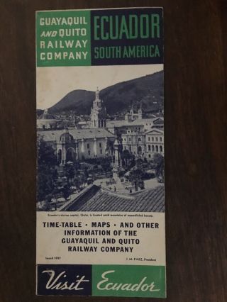 1937 Rare Ecuador Brochure Guayaquil And Quito Railroad