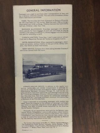 1937 RARE ECUADOR Brochure Guayaquil And Quito Railroad 2