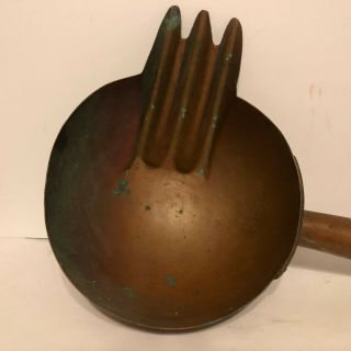 Thos Mills Bros Philadelphia Antique Solid Copper Candy Mold Pourer 3 Tines 3