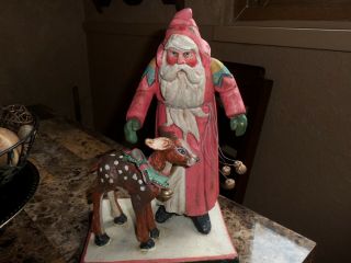 Very Rare Large House Of Hatton Enchanted Forest Santa Claus And Reindeer