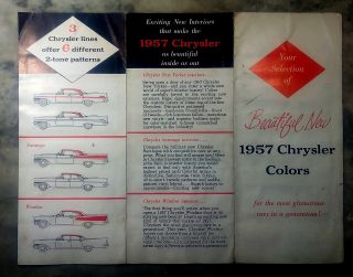 1957 Car Brochure 1957 Chrysler Color Chart Yorker,  Saratoga Windsor