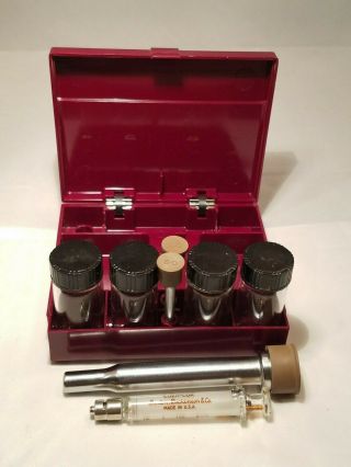 Vintage B D Yale Becton Dickinson & Co 30m Glass Syringe And Vial Set