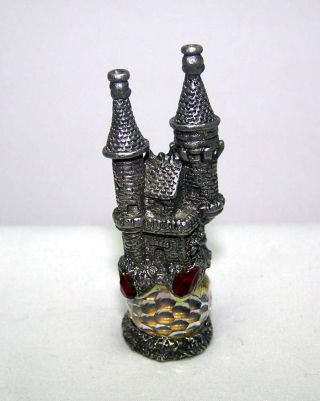 Vintage 1986 Gallo Pewter Wonky Castle On A Faceted Crystal Signed E.  Vincent