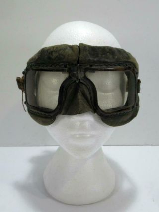 Vintage Leather Aviator Flying Goggles