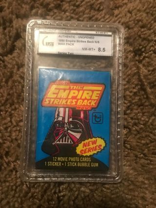 1 1980 Star Wars Empire Strikes Back Series 2 Wax Pack Gai 8.  5