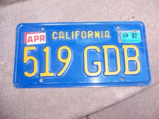 California License Plate - - - - 59gdb - - - - - Blue/57 Sticker