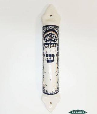 Artisan Ceramic Temple Pillars Mezuzah Case Judaica
