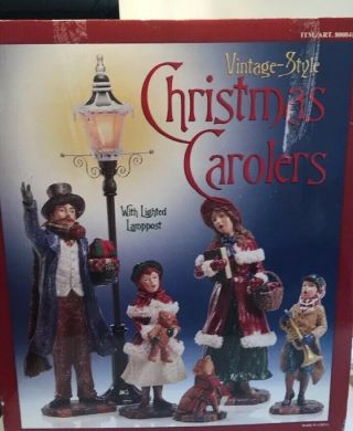 Cosco Vintage Style Christmas Carolers 6pc Set Lighted Lamp Post
