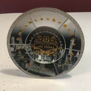 Fabulous Las Vegas Nevada Metal Embossed Souvenir Plate - 5.  75 " With Stand/hanger