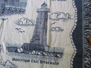 1998 Vintage Big Red Frankfort Michigan Lighthouse Afghan Throw Blanket RARE 5