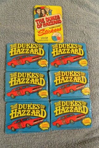 Vintage Set Of 7 The Dukes Of Hazard Bubble Gum Cards