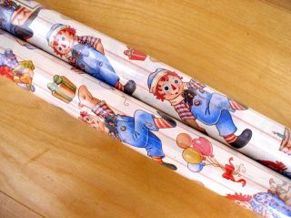 Vtg Raggedy Ann & Andy Wrapping Paper Rolls Birthday Gift Wrap 2 25 Ft