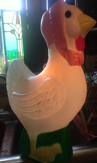 21 " Union Chicken Hen Chick Easter Blowmold Light Yard Lawn Plastic Outdoor Vtg