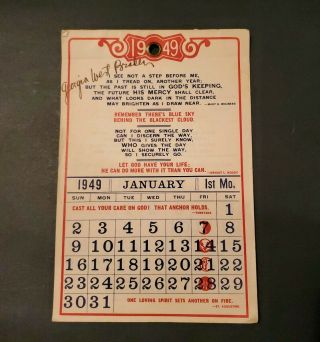 1949 Calendar Full Of Inspirational Quotes 7 " X4.  5 "