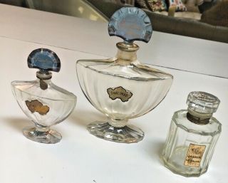 Baccarat Vintage Guerlain Paris Shalimar Bottles,  Jasmin Le Gallion Empty Perfume