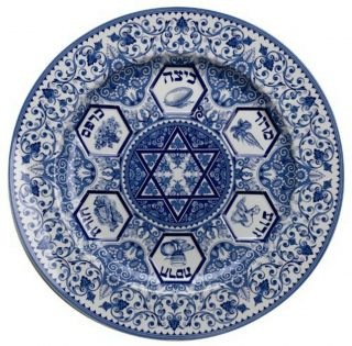 Spode 696737258526 Judaica Seder Plate,  One,  Blue & White