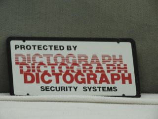 Vintage Steel Dictograph Alarm License Plate Sign Security System Burglar Fire