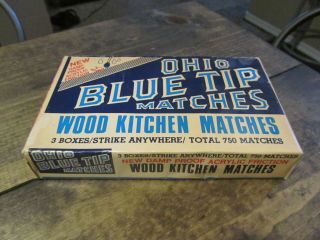 Vintage Ohio Blue Tip Matches 3 Boxes In - 750 Total
