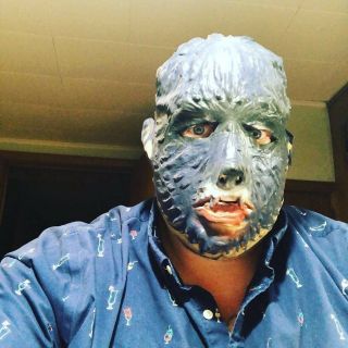 Vtg Wolfman Halloween Mask Rubber Japan Adult Universal Monsters Werewolf