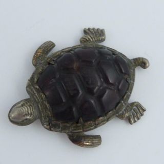 Antique Silver - Plate And Faux Tortoiseshell Turtle Vesta Case,  1911