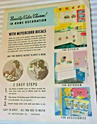 Rare vintage WWII home decor nude woman with bubbles decals in orig.  pkg 3