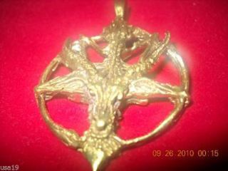 Satan Baphomet Devil Amulet Pendant Goat Head Charms 18 Kt Gold Plated