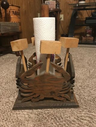 Wooden Crab Mallet Set Of 4 And Paper Towel Holder,  Summer,  Crab Picking