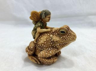 Good Faerie On A Frog Fairy Pixie Jewelry Trinket Box Container 2.  75 " 7cm