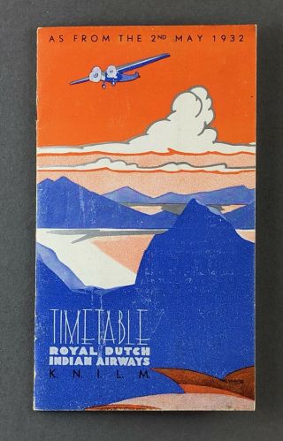Knilm Royal Netherlands Indies Airways Airline Timetable May 1932