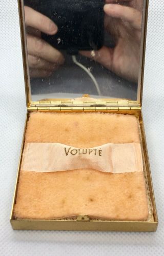 Vintage VOLUPTE Rhinestone Hand Compact Puff Mirror 5
