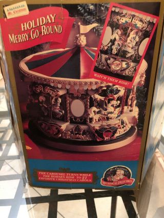 Mr.  Christmas Holiday Animated Merry Go Round 21 Carols Musical Carousel 1994