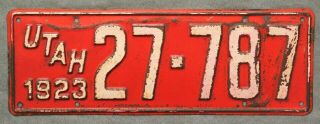 Utah.  1923.  License Plate.