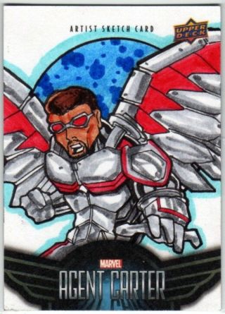 2018 Upper Deck Agent Carter Falcon By Isabelo Sketch Card