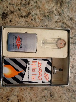 Vintage Zippo Boxed Gift Set W/.  25 Cent Lead Top Tin Fuel Unfired Lighter