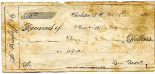 1886 Receipt H Bischoff & Co Charleston Sc Signed By Ben Mock