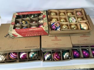 5 Boxed Vintage Christmas Ornaments Iob Shiney Brite - Paragon - Santa Novelties
