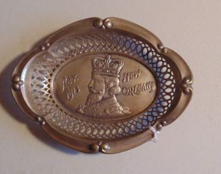 1913 Mardi Gras Rex Orleans Silver Dish 3 - D Antique